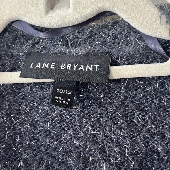 Lane‎ Bryant Eye Lash Glitter Cardigan Sweater Women 10/12 Gray Open Front EUC - Picture 5 of 9